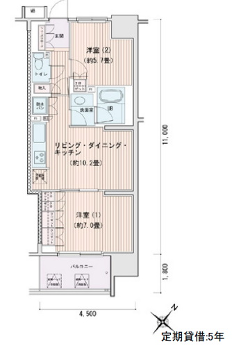 エスティメゾン豊洲レジデンス　C棟1010号室　間取り