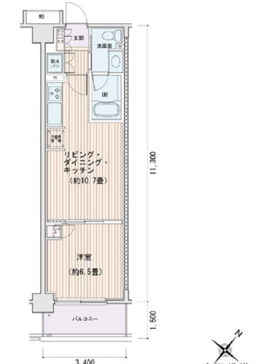 エスティメゾン豊洲レジデンス　E棟324号室　間取り