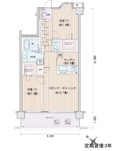 エスティメゾン豊洲レジデンス　D棟834号室　間取り