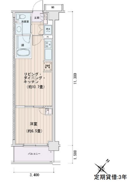 エスティメゾン豊洲レジデンス　E棟321号室　間取り