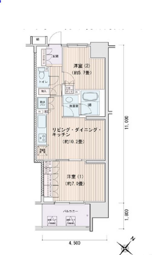 エスティメゾン豊洲レジデンス　C棟1010号室　間取り