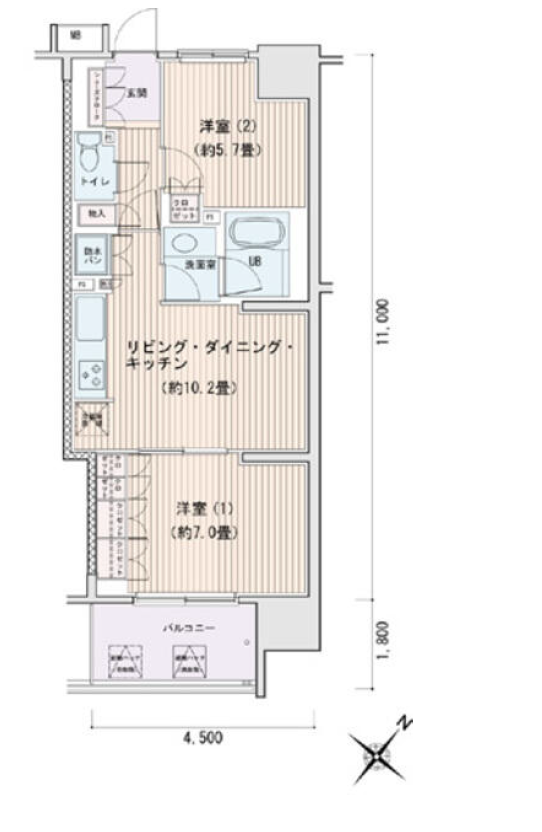 エスティメゾン豊洲レジデンス　C棟711号室　間取り