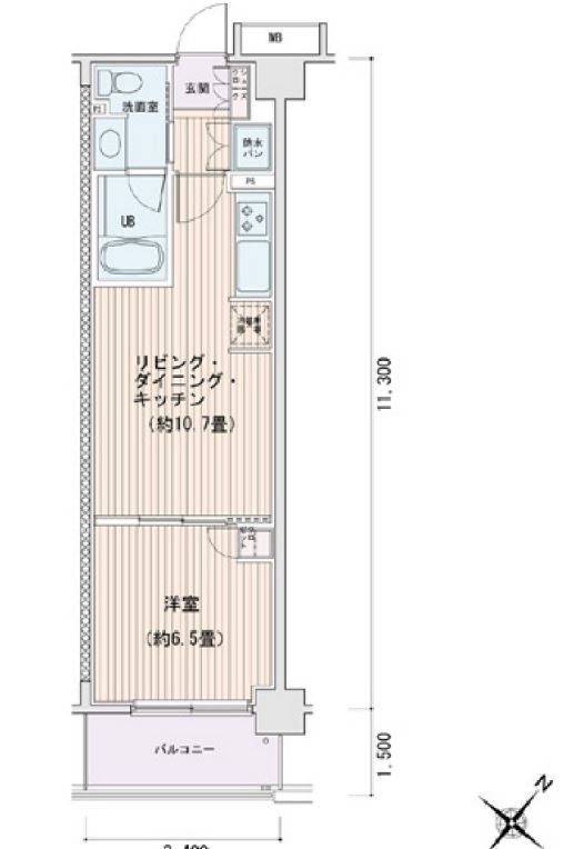 エスティメゾン豊洲レジデンス　E棟321号室　間取り