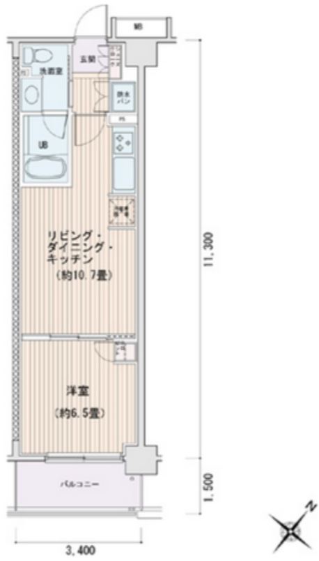 エスティメゾン豊洲レジデンス　E棟524号室　間取り