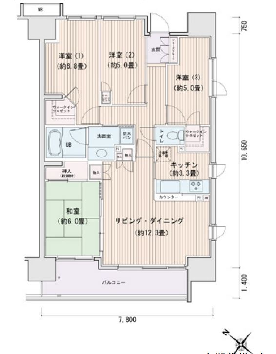 エスティメゾン豊洲レジデンス　A棟1017号室　間取り