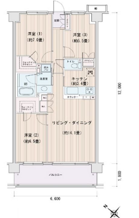 エスティメゾン豊洲レジデンス　D棟536号室　間取り