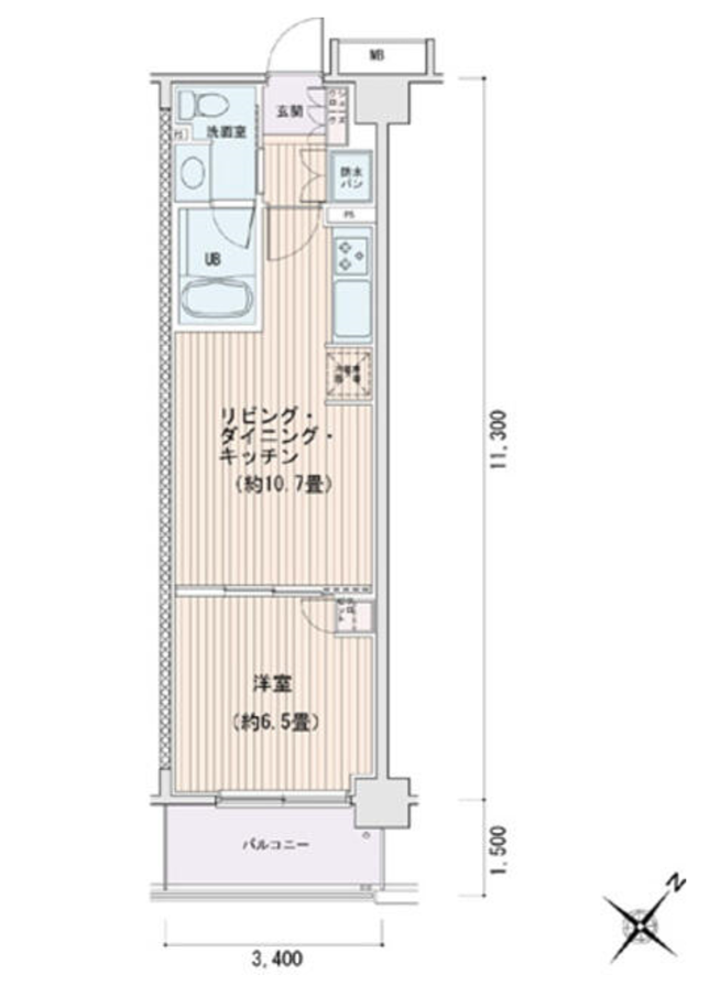 エスティメゾン豊洲レジデンス　E棟521号室　間取り