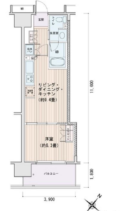 エスティメゾン豊洲レジデンス　C棟1209号室　間取り
