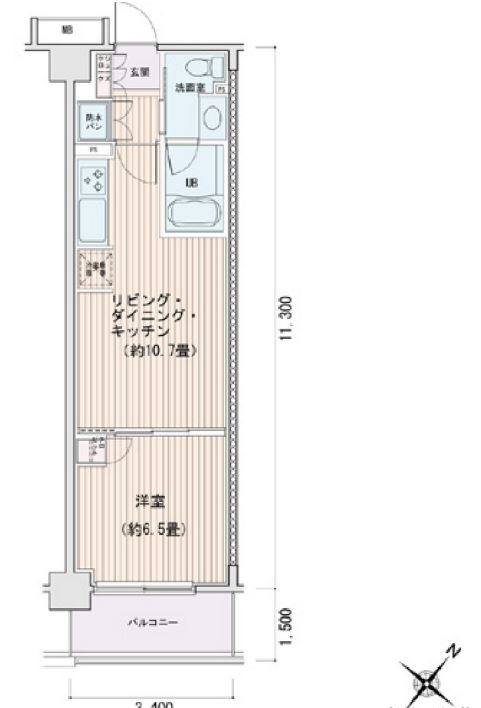 エスティメゾン豊洲レジデンス　E棟221号室　間取り