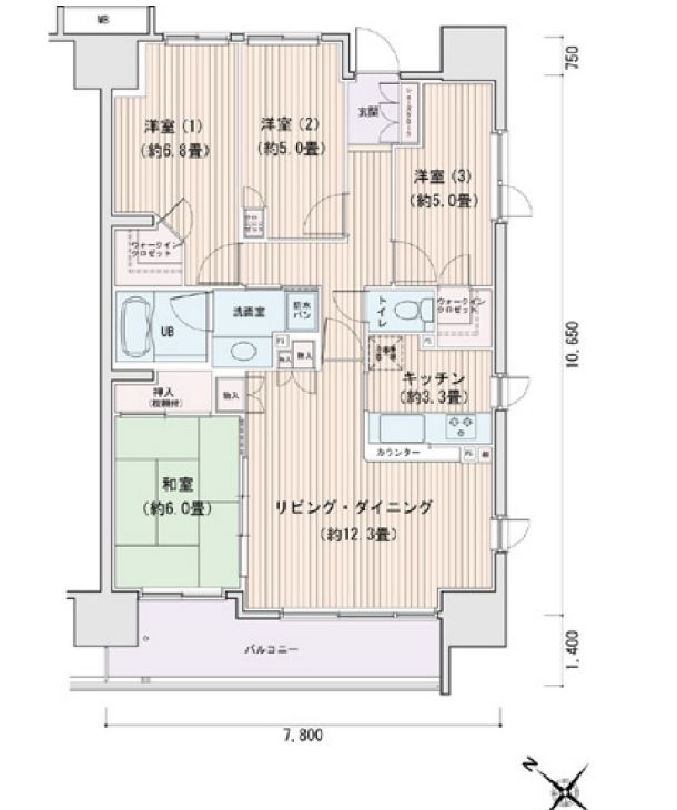 エスティメゾン豊洲レジデンス　A棟217号室　間取り