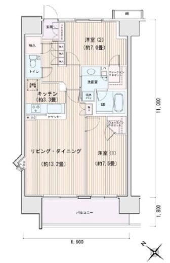 エスティメゾン豊洲レジデンス　A1014号室　間取り