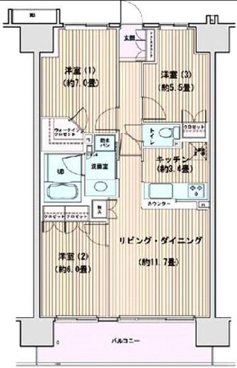 エスティメゾン豊洲レジデンス　A1015号室　間取り