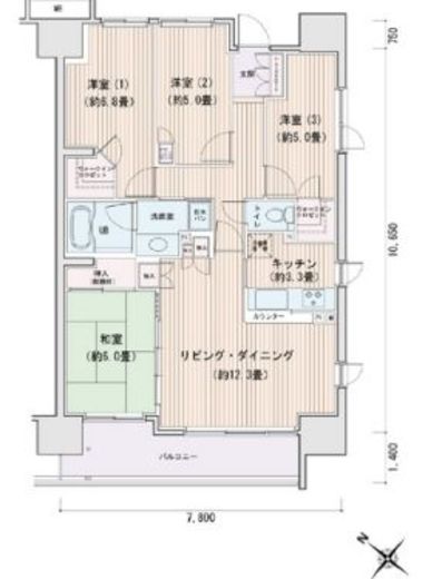 エスティメゾン豊洲レジデンス　A418号室　間取り