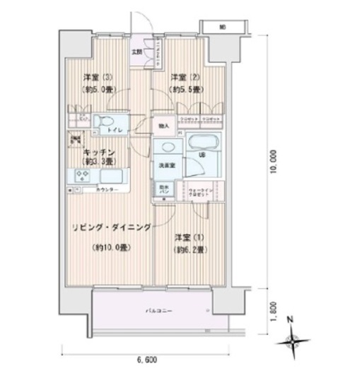 エスティメゾン豊洲レジデンス　B211号室　間取り