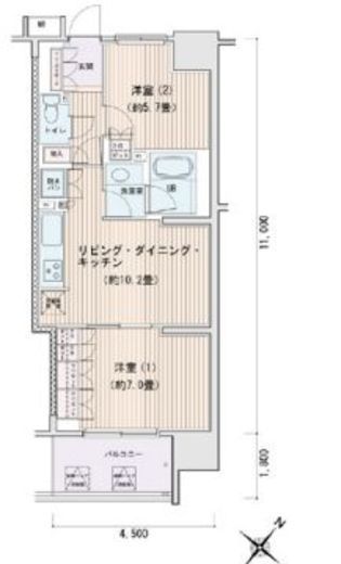 エスティメゾン豊洲レジデンス　C1010号室　間取り