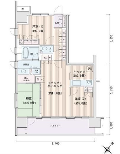 エスティメゾン豊洲レジデンス　C501号室　間取り