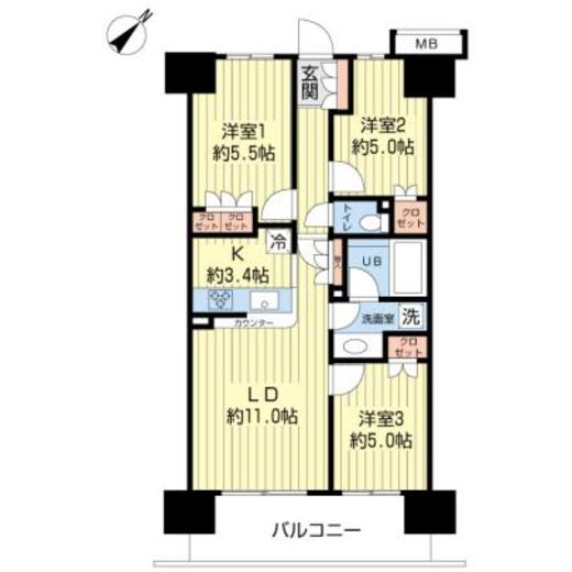 エスティメゾン豊洲レジデンス　D439号室　間取り