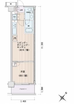 エスティメゾン豊洲レジデンス　E221号室　間取り