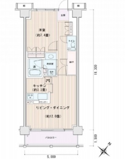 エスティメゾン豊洲レジデンス　E230号室　間取り