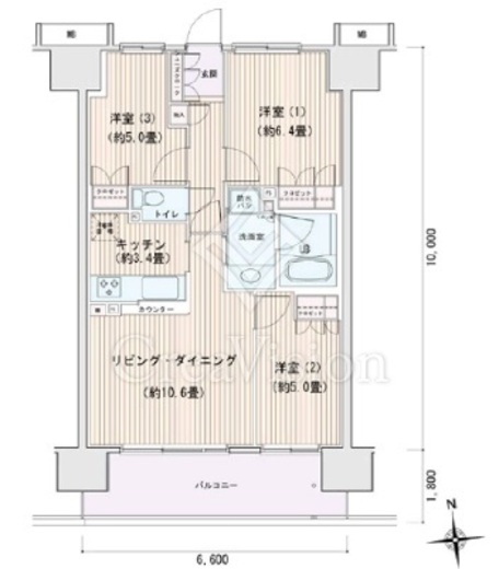 エスティメゾン豊洲レジデンス　B1312号室　間取り