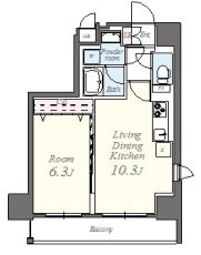 コンパル汐留　1101号室　間取り