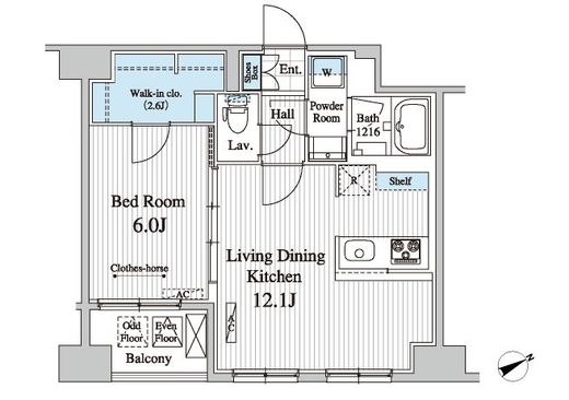 京橋レジデンス　1002号室　間取り
