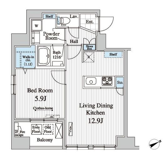 京橋レジデンス　304号室　間取り