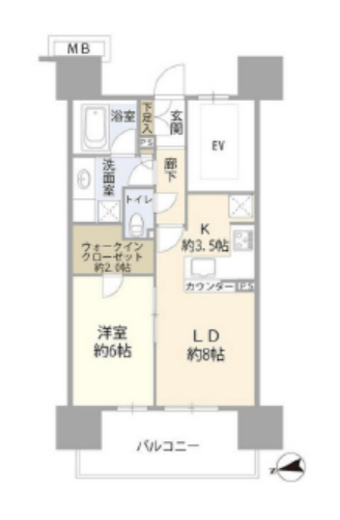 プライムパークス品川シーサイド ザ・レジデンス　11F1号室　間取り