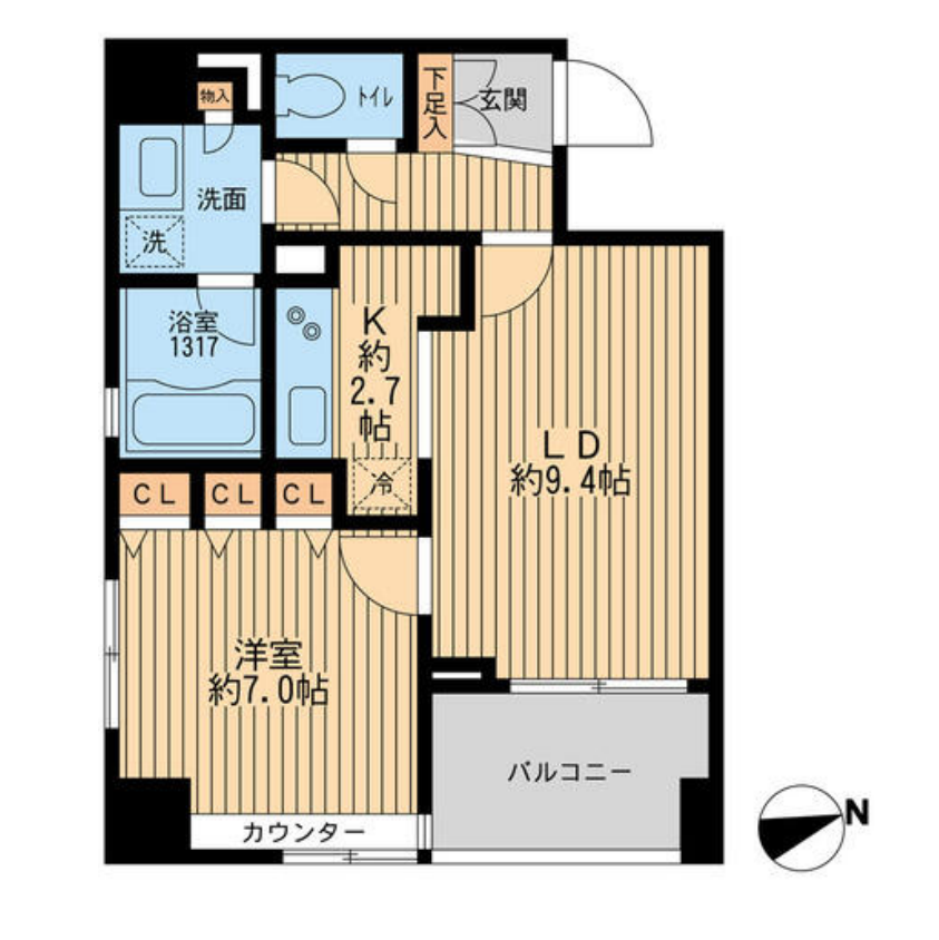 クリオ戸越銀座　壱番館・弐番館　2-1401号室　間取り