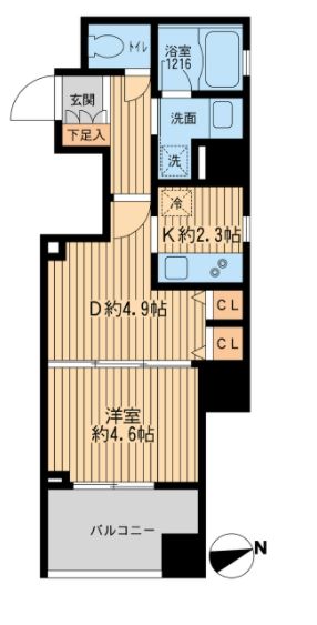 クリオ戸越銀座　壱番館・弐番館　2-1203号室　間取り
