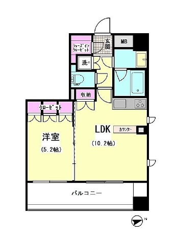 エスティメゾン大井仙台坂　407号室　間取り