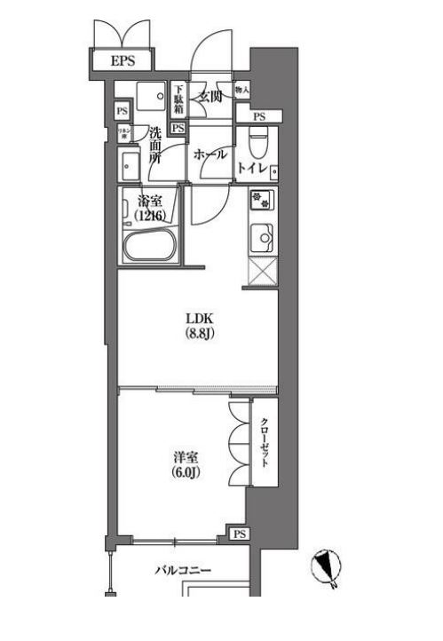 HAMACHO APARTMENTS　701号室　間取り
