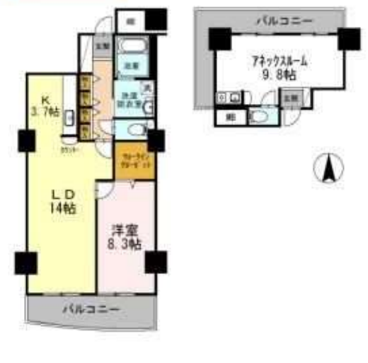 品川シーサイドビュータワー　Ⅱ1402号室　間取り