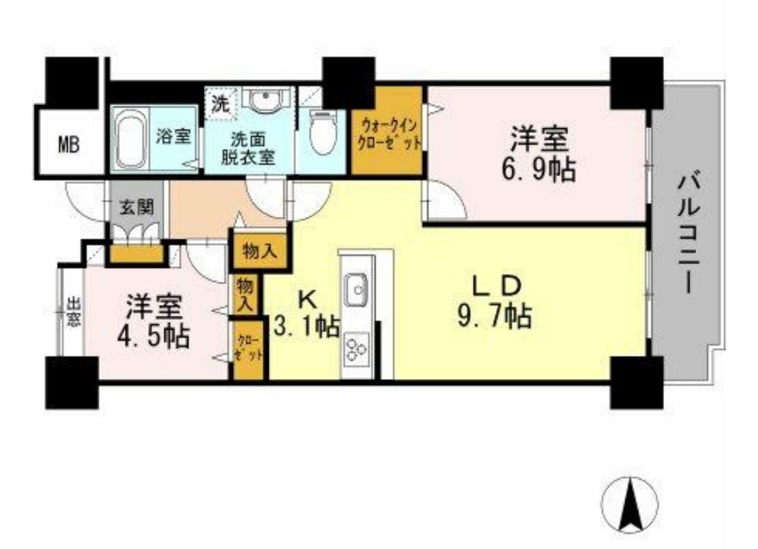 品川シーサイドビュータワー　Ⅰ1803号室　間取り