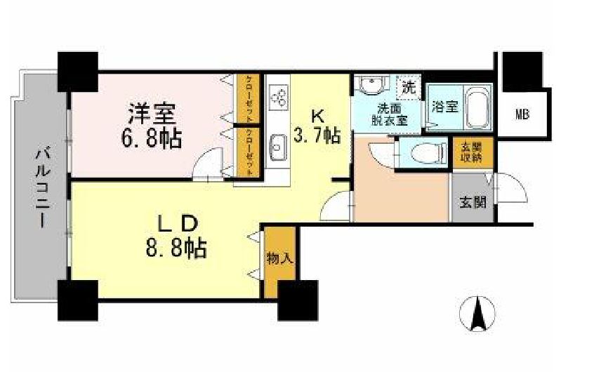 品川シーサイドビュータワー　Ⅰ2414号室　間取り