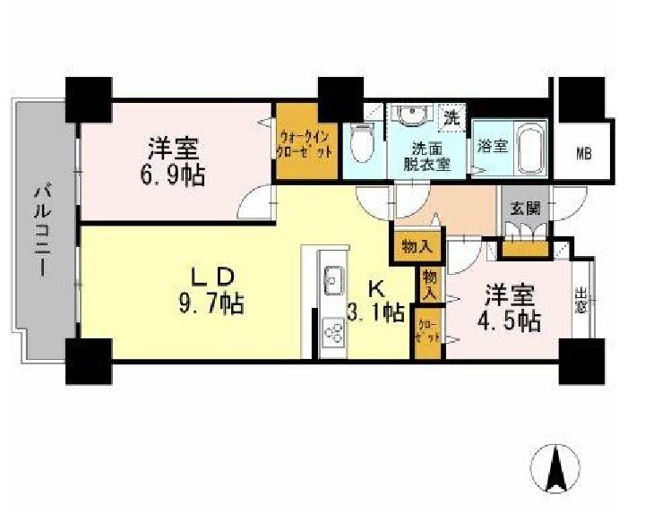 品川シーサイドビュータワー　Ⅰ2617号室　間取り