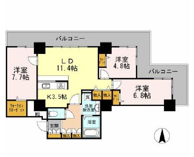品川シーサイドビュータワー　Ⅰ1901号室　間取り