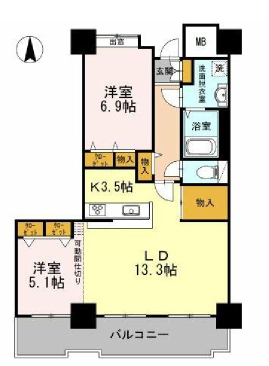 品川シーサイドビュータワー　Ⅰ610号室　間取り