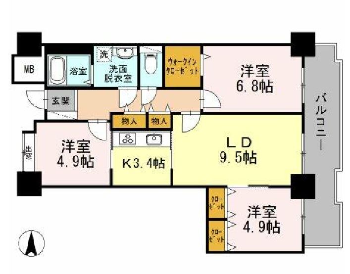 品川シーサイドビュータワー　Ⅰ704号室　間取り