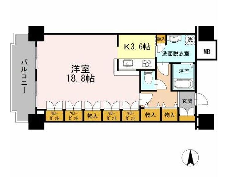 品川シーサイドビュータワー　Ⅰ2516号室　間取り
