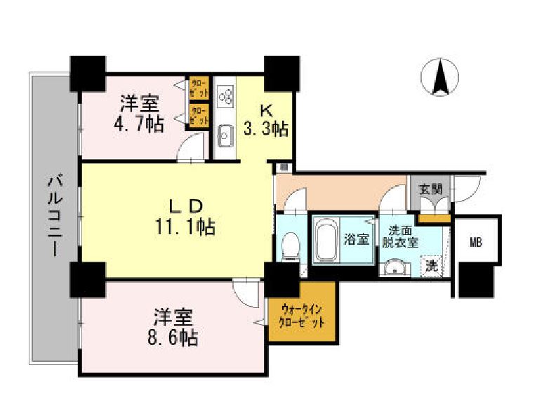 品川シーサイドビュータワー　Ⅰ919号室　間取り