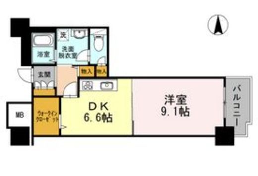 品川シーサイドビュータワー1　1305号室　間取り