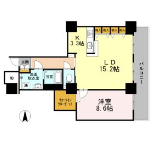 品川シーサイドビュータワー1　1402号室　間取り