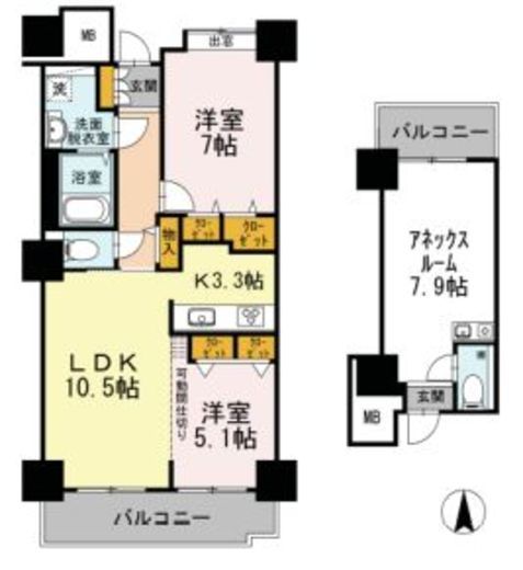 品川シーサイドビュータワー1　2312号室　間取り