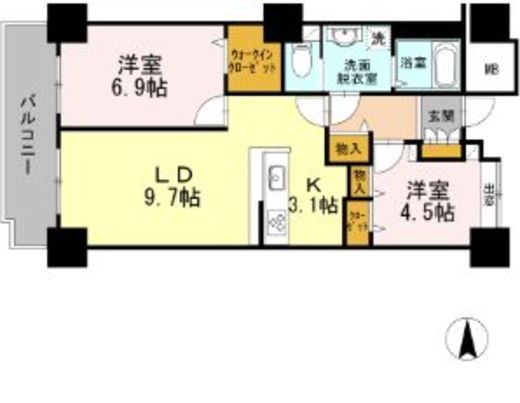 品川シーサイドビュータワー1　2417号室　間取り