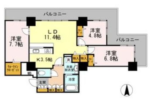 品川シーサイドビュータワー1　2501号室　間取り