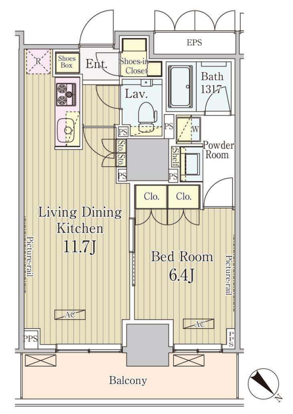 パークアクシス御茶ノ水　1606号室　間取り
