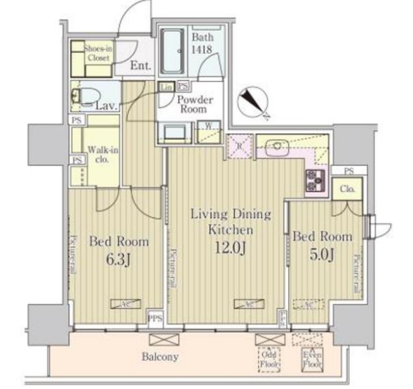 パークアクシス御茶ノ水　1408号室　間取り