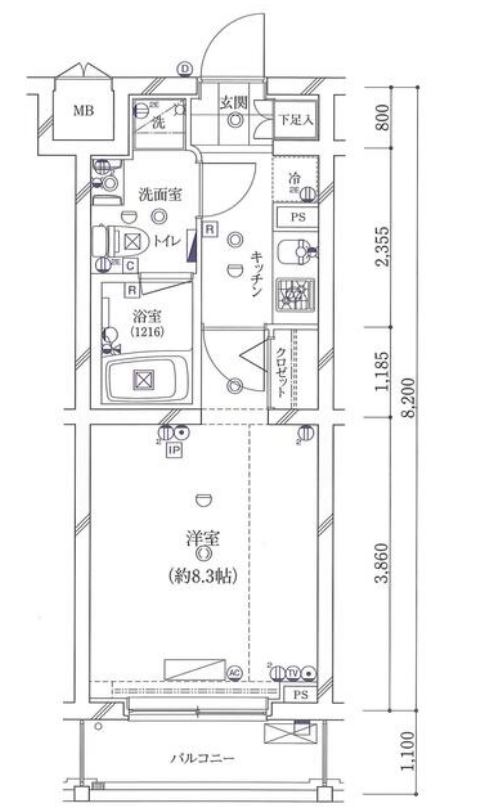 ガリシアレジデンス目黒本町　304号室　間取り