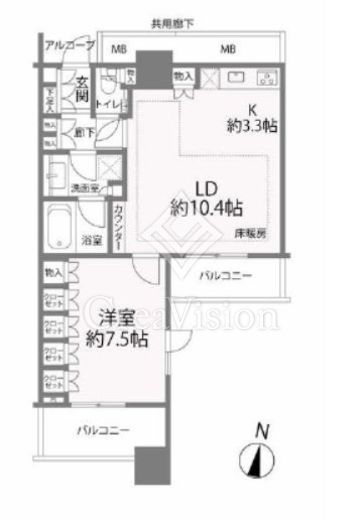 テラス渋谷美竹　5F3号室　間取り